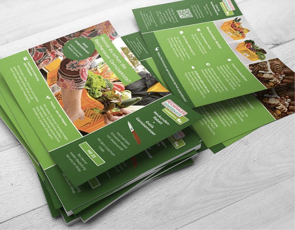 Gestapelte Flyer der Postwurfspezial-Aktion